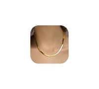 GOLDCHIC JEWELRY Collana Donna Oro Catena Serpente Piatta Catena Donna Oro, Collana Girocollo Oro a Catena Serpente In Acciaio Inossidabile 3 mm, Collana Oro Snake 32cm