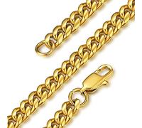 GOLDCHIC JEWELRY Collana uomo oro a catena cubana 6mm, collana a catena oro per uomo 61cm, collana uomo acciaio inossidabile, girocollo oro regalo per uomo