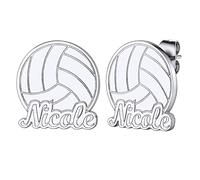 GoldChic Jewelry Orecchini Con Targhetta Da Pallavolo Per Donna, Orecchini Sportivi Personalizzati In Acciaio Inossidabile Con Catena Di Grano Regali Personalizzati Per i Giocatori Di Pallavolo