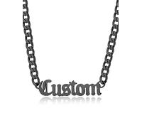 GoldChic Nero Targa Personalizzata Per Le Donne Uomini Nome Placcato Girocollo Cubano Link Targhetta Collane