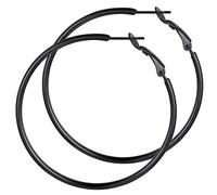 GoldChic Orecchini a cerchio classici in acciaio inox/rame, geometrici, classici orecchini a cerchio Huggie per donna/ragazza, oro/argento/nero shc, grandi 30/40/50/60/70/80/100 mm, 10 (15,9), Acciaio