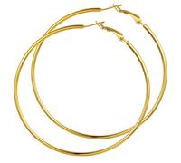 GoldChic Orecchini a cerchio da donna in acciaio inox, orecchini a cerchio Huggie Hoop grandi, 30 mm/50 mm/70 mm/100 mm, orecchini a cerchio nero/oro, 70, Acciaio inossidabile, Nessuna pietra preziosa