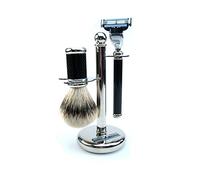 Golddachs - Set da barba, 3 pezzi, effetto carbonio