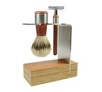 Golddachs - Set da barba con pennello da barba (100% punta d'argento) e rasoio classico, multiplex/acciaio INOX, confezione da 1 (1 x 2 pezzi)