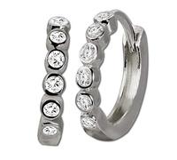 GoldDream Orecchini a cerchio da donna in argento bianco 333 con zirconi GDO5628J