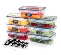 Goldeluxe 7 Contenitori Ermetici 840ML per Alimenti, Senza BPA, Portatili. Compatibili con Frigo e Lavastoviglie. Ideali per Conservazione e Trasporto di Pietanze, Frutta, Insalate e Zuppe