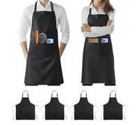Goldeluxe Set 4 Grembiuli da Cucina Impermeabili (68x80 cm), grembiule masterchef personalizzato,Grembiule da Lavoro Uomo Donna,Regolabile con 2 Tasche,per Cucina,BBQ,Giardino,Pizzaiolo e Cameriere
