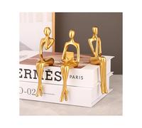 Golden Abstract Shelf Figurines, Abstract Man Statue Collection Cutout Art Action Statue Ornament Ornament for Study Office (3pcs/set)