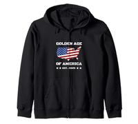 Golden Age of America USA Map Felpa con Cappuccio
