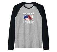 Golden Age of America USA Map Maglia con Maniche Raglan