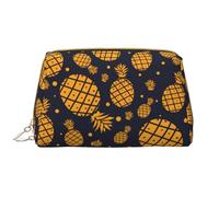 Golden Ananas Leather Hand Held Zipper Makeup Bag Cute Make Up Case Large Wide Open Pouch Pen Case, bianco, Taglia unica