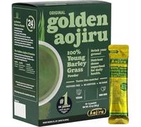 Golden Aojiru Original - Polvere di succo d’orzo giovane 100% coltivato in Giappone - Ricco di fibre vegetali - 46 bustine monodose da 3g - Vegan, Non OGM, Facile da usare