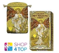 Golden Art Nouveau Tarocchi Strato Carte Di Massaglia Lo Scarabeo Raso Bag Nuovo