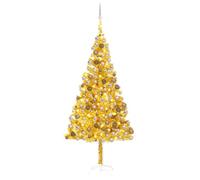 Golden Artificial Christmas Tree, Pre-Lit with 300 s, 240 cm, diametro 120 cm, 1300 punte, include supporto e 120 ornamenti in oro rosa, decorazione per interni ed inverno