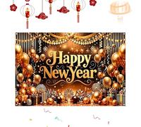 Golden Balloons Backdrop, 2D Print Poster, 39x59in Polyester with Material, New Year Party Decor, Poster Backdrop with Festive Design, Holiday Decoration for Graduation and Birthday