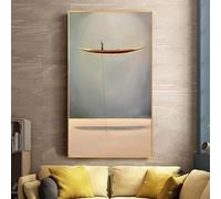 Golden Boat Abstract Canvas Wall Art Creative Lonely Thinker Canvas Painting Poster e stampe Opera d'arte per l'arredamento della camera da letto (50x100 cm (20x39 pollici) / Senza cornice)