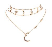 Golden Bohemian Mese Stelle Multi Strato Collane Per Le Donne Colore Oro Lunga Luna Collana Pendente di Cristallo Nuova Rilasciata Moda in pratico