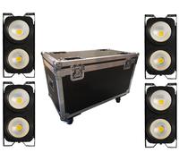 GOLDEN CENTURY GZ2B WARM WHITE COLD WHITE BLINDER LED 2 x 100 WATT WARM WHITE DMX - AUTO - MASTER SLAVE - AUTO - SOUND ACTIVE 4 PEZZI + CASE