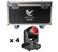 GOLDEN CENTURY MH92 TESTA MOBILE SPOT BEAM 80W + ANELLO RING 12 LED RGB IN BUNDLE 4 IN 1 FLIGHT CASE