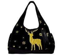 Golden Christmas Deer Decor Borsone da viaggio Borsa sportiva da palestra Borsa a tracolla Borsa da notte Tote Bag per donne uomini, Multi#12., 47x16.5x27cm/18.5x6.5x10.6in, Borsone da viaggio