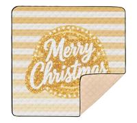 Golden Christmas - Tappetino da gioco grande e robusto, per interni ed esterni, 1 pezzo, per gattonare il bambino, 127 x 127 cm