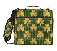 Golden Clover Green Checkered 3 anelli raccoglitore organizer con tracolla facile da trasportare forniture scolastiche organizzatore adatto per la scuola media