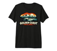 Golden Coast Wild Soul Orso Surf California Retro Maglietta Premium
