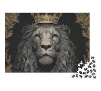 Golden Crown Lion Art Print Puzzle Impossibili 1000 Pezzi Decorazione Per La Casa. Rilassamento E Intelligence Per Adulti E Bambini Da 12 Anni 52x38cm/1000pcs