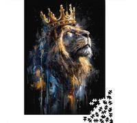 Golden Crowned Lion Art Print Jigsaw Puzzle Impossible 1000 Pezzi Decorazione Per La Casa. Rilassamento E Intelligence Per Adulti E Ragazzi Da 14 Anni 52x38cm/1000pcs