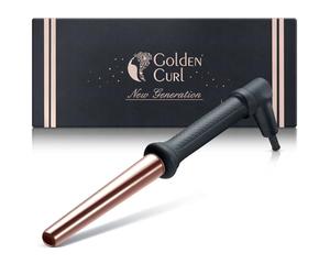 Golden Curl Arricciacapelli Professionale - 5 Anni di Tranquillità - Ferro Arricciacapelli con Barilotto in Ceramica Tormalina per Onde e Ricci per Capelli Corti e Lunghi (Oro Rosa)