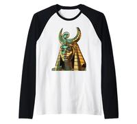 Golden Cyber Iside - Futuristica Dea Egiziana Arte Maglia con Maniche Raglan