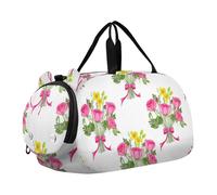 Golden Deer Abeti Bianco Carry on Duffel per Ragazzi Weekend Duffel Pernottamento Ragazze Duffle Borse da Viaggio con Tracolla, Mazzi Fiori rosa primavera, classico
