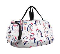 Golden Deer Abeti Bianco Carry on Duffel per Ragazzi Weekend Duffel Pernottamento Ragazze Duffle Borse da Viaggio con Tracolla, Pinguini di Natale Cappelli Candy, classico