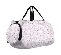 Golden Deer Abeti Bianco Carry on Duffel per Ragazzi Weekend Duffel Pernottamento Ragazze Duffle Borse da Viaggio con Tracolla, cute Cats Face Bianco rosa, classico