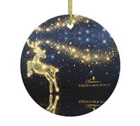 Golden Deer - Ornamenti natalizi in ceramica per donne, decorazioni per alberi di Natale, ornamenti da appendere