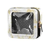Golden Dog Head Silhouettes Clear Makeup Bag Piccola borsa da toilette in pelle borse cosmetiche per volare
