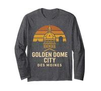 Golden Dome City Camicia des Moines Campidoglio Vintage Tramonto Maglia a Manica