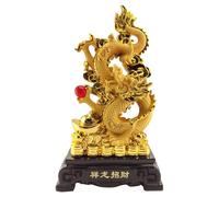 Golden Dragon - Statue decorativa cinese per la di Capodanno, figura di resina di buon auspicio del potere di di prosperità | Scultura premium per l'energia 'ufficio de