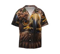 Golden Eagle Dream Core - Camicia a maniche corte da uomo, casual, con bottoni, per vacanze e spiaggia, nero, L