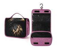 Golden Eagle Head - Beauty case da viaggio da donna, organizer da appendere con gancio per shampoo