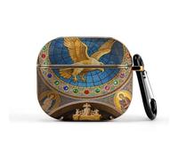Golden Eagle Over Byzantine Church - Custodia per auricolari wireless di terza generazione, ultra leggera, con portachiavi, custodia protettiva rigida con LED frontale visibile
