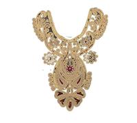 Golden Embroidered Collar Shape Beading Embroidery Sewn Lace Decorative Clothing Accessories(Style 2047,Wholesale 10pcs)