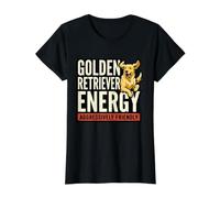 Golden Energy Retriever Aggressivamente Amichevole Divertente Cane Proprietario Maglietta con Stampa Grafica Economica, Donna, Nero, L