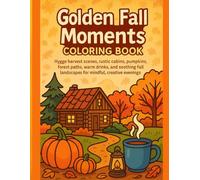 Golden Fall Moments Coloring Book: Hygge harvest scenes, rustic cabins, pumpkins, forest paths, warm drinks, and soothing fall landscapes for mindful, creative evenings