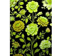 Golden Floral Pattern Journal - Elegant Vintage Style Notebook with Botanical Flower Design, 160 Pages, 8.5x11 Softcover