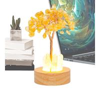 Golden Fortune Crystal Tree Lamp - Citrine Tree Night Light | Fëng Sĥui Geмstone Lamp For Wealth & Prosperity, Home Bedroom Office Decorative Ornament