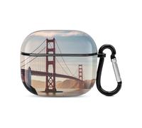 Golden Gate Bridge - Custodia per auricolari Bluetooth a corpo intero, protezione antiurto, custodia rigida con supporto per ricarica wireless con portachiavi, regalo personalizzato per AirPods 3