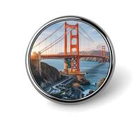 Golden Gate Bridge Distintivo rotondo personalizzato in metallo da bavero badge adatto per abbigliamento borse cappello spilla stampata umoristica distintivo decorazioni per feste accessori per uomini