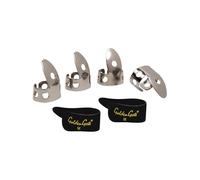 Golden Gate GP1-3B - Set di plettri per pollice e dita, in acciaio inox/nero, misura media