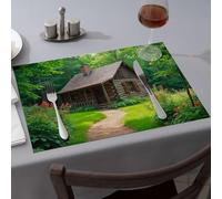 Golden Girls Gifts A Cozy Log Cabin in a lussureggiante tovagliette da cucina e da tavola tovaglia (6 pezzi)